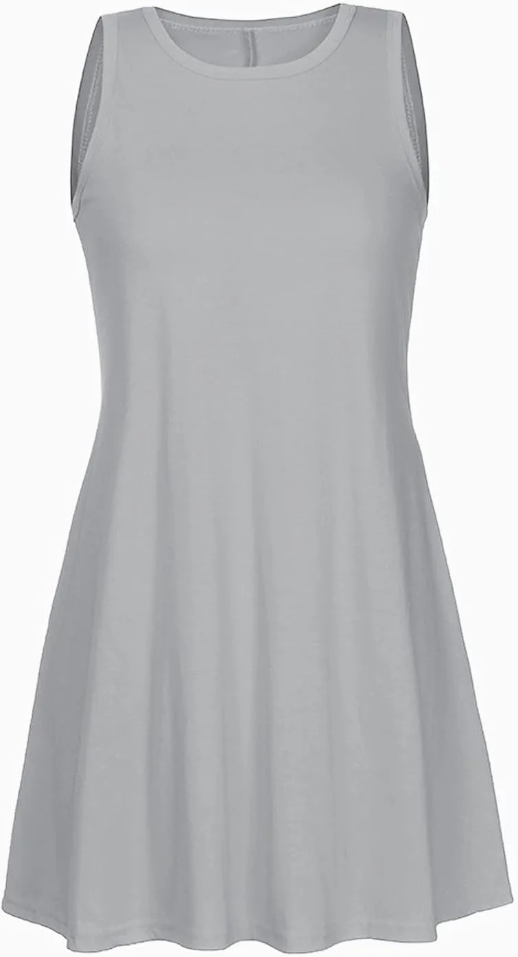 Dresses for Women 2025,Sleeveless Crewneck Summer Spring Dress Sleeveless Casual Beach Sundress Tank Dress Mini Dress