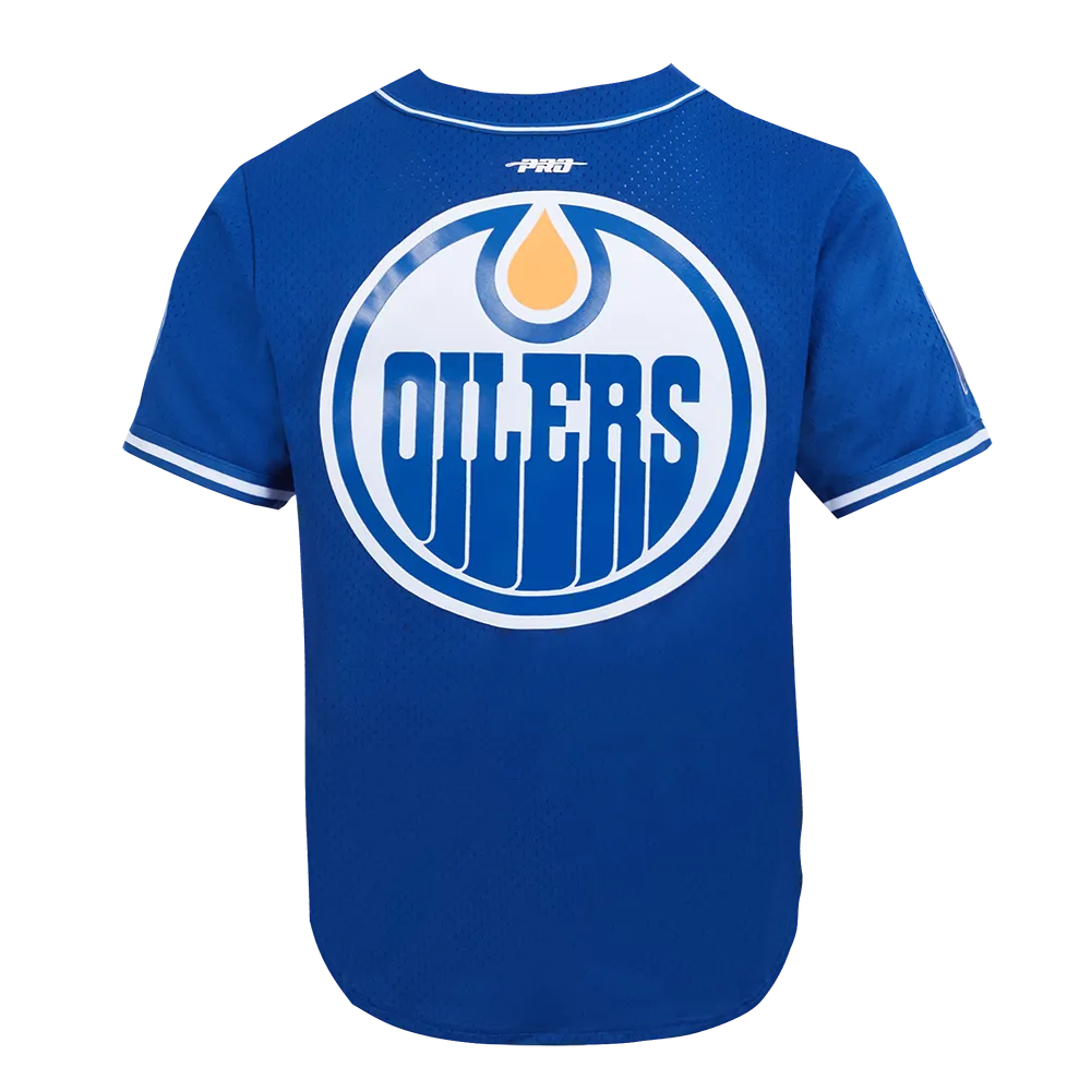 EDMONTON OILERS CLASSIC MESH MEN'S BUTTON DOWN SHIRT (DODGER BLUE)