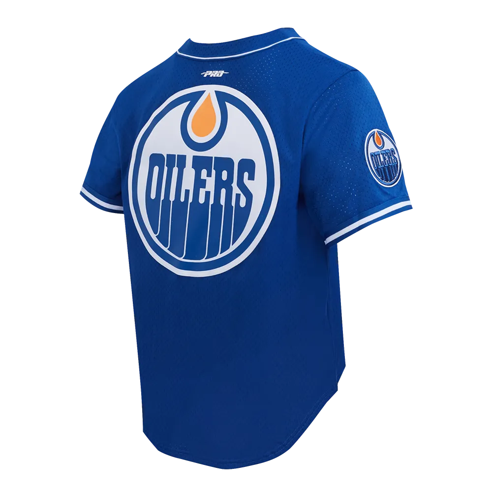 EDMONTON OILERS CLASSIC MESH MEN'S BUTTON DOWN SHIRT (DODGER BLUE)