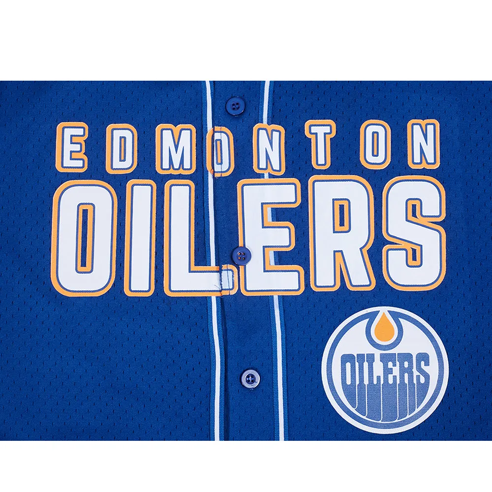 EDMONTON OILERS CLASSIC MESH MEN'S BUTTON DOWN SHIRT (DODGER BLUE)