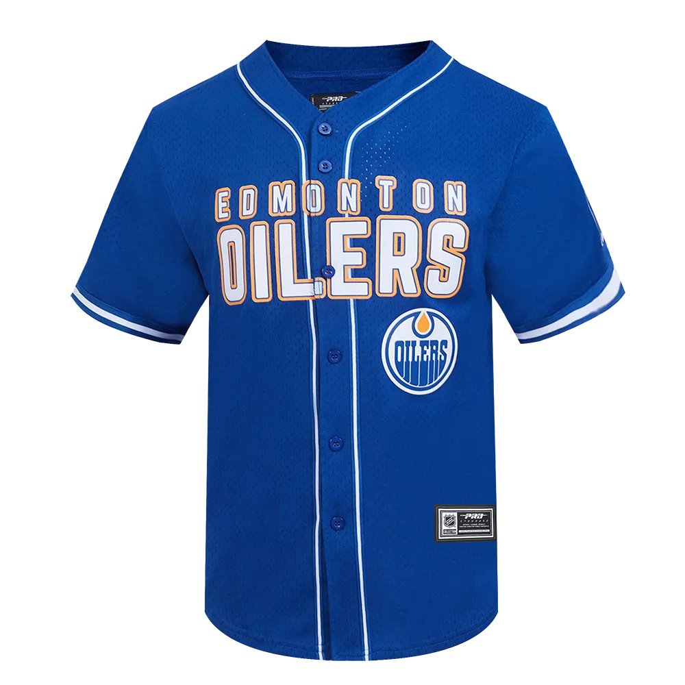 EDMONTON OILERS CLASSIC MESH MEN'S BUTTON DOWN SHIRT (DODGER BLUE)