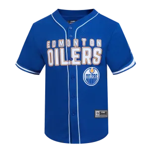 EDMONTON OILERS CLASSIC MESH MEN'S BUTTON DOWN SHIRT (DODGER BLUE)