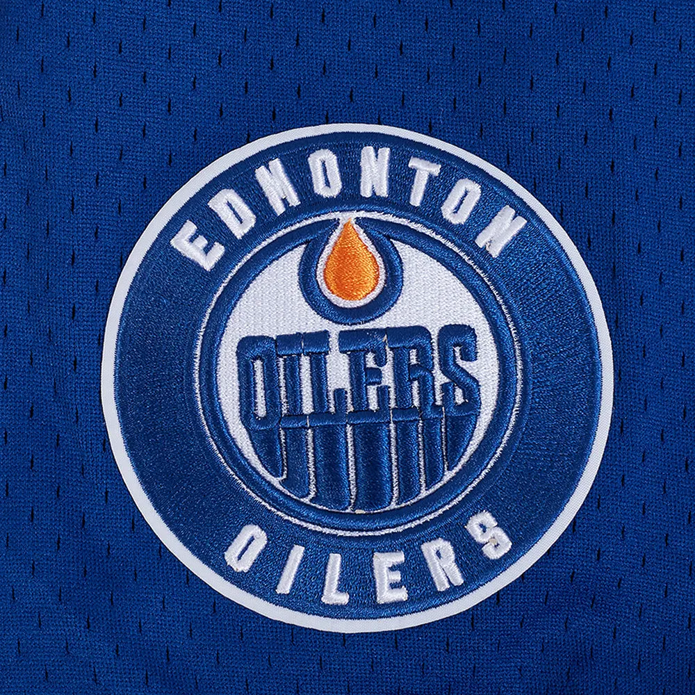 EDMONTON OILERS CLASSIC MESH MEN'S BUTTON DOWN SHIRT (DODGER BLUE)