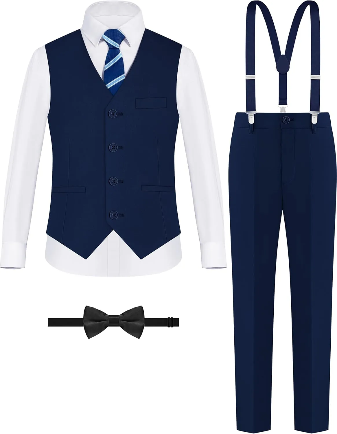 ELPA ELPA Boys' Formal Suit Set, with Suspenders, Adjustable Waist, from Toddlers to Teen