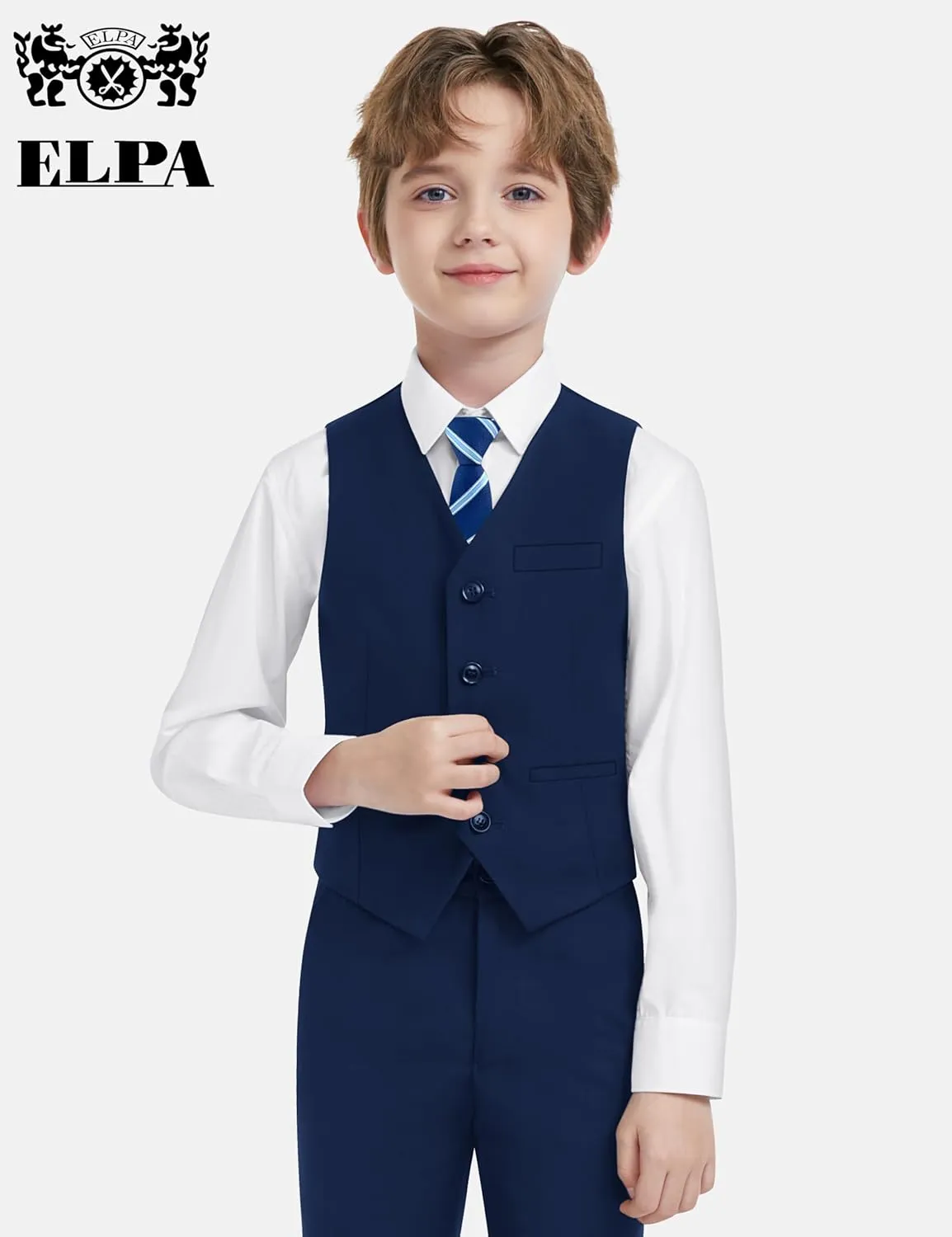 ELPA ELPA Boys' Formal Suit Set, with Suspenders, Adjustable Waist, from Toddlers to Teen