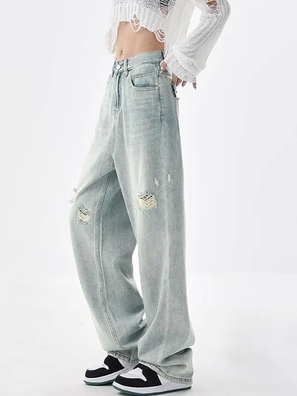 EMMIOL Wide Leg Jeans for Women - Low Waist Baggy Loose Boyfriends Denim Pants - Y2K 90S Style