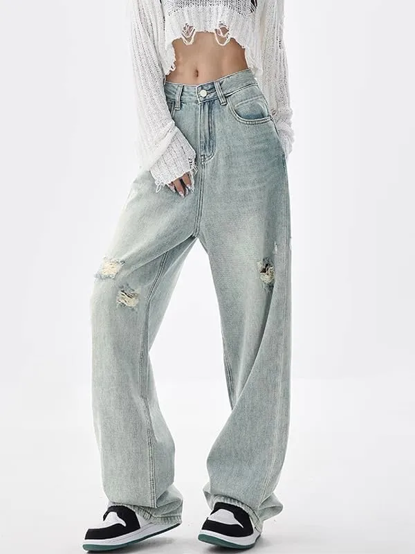 EMMIOL Wide Leg Jeans for Women - Low Waist Baggy Loose Boyfriends Denim Pants - Y2K 90S Style
