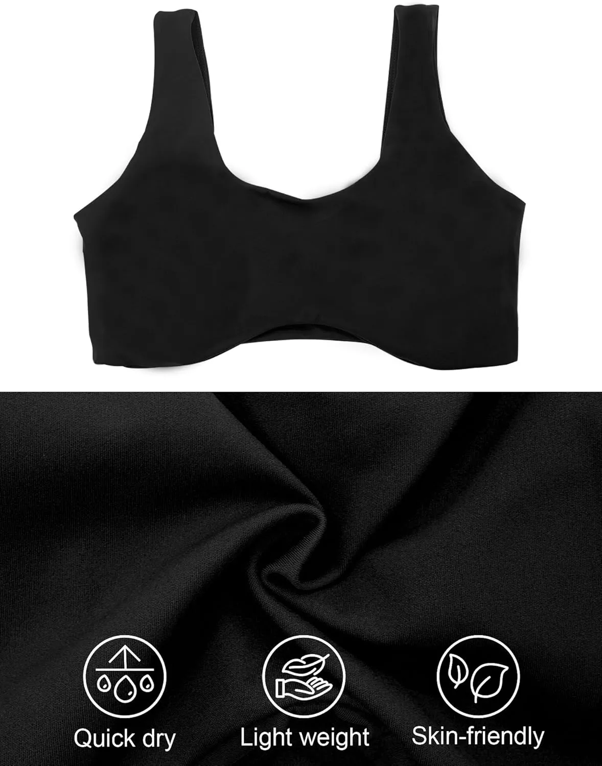 FEOYA Scoop Neck Sexy Sports Bra for Women Padded Low Cut Low Impact Workout Fitness Bra U Back Curved Sculpt Bra