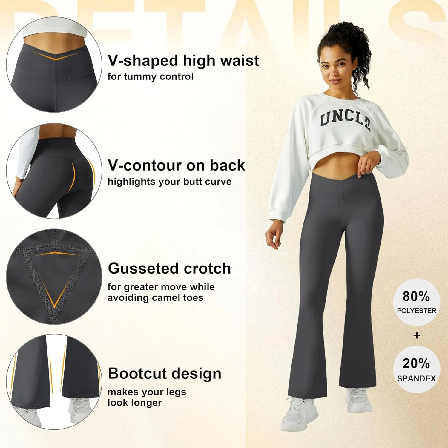 FireSwan Women's Flare Yoga Pants V Waist Flared Leggings High Waisted Bootcut Workout Pants Tummy Control