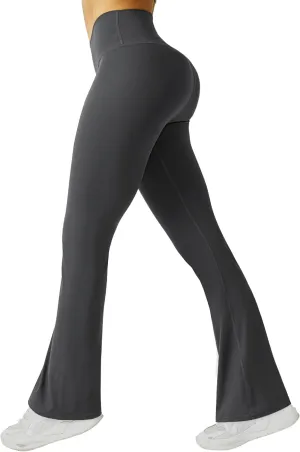 FireSwan Women's Flare Yoga Pants V Waist Flared Leggings High Waisted Bootcut Workout Pants Tummy Control