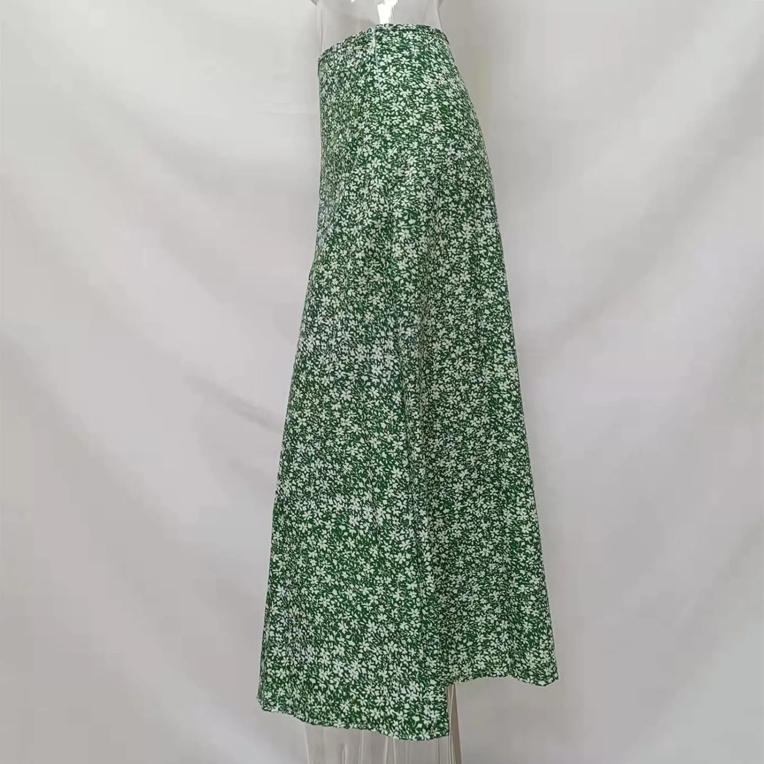 Floral Midi Skirt for Women by Women's Printed Maxi Skirt Bohemian Style Long Flowy Skirt Jean Skirt for (Green, S)