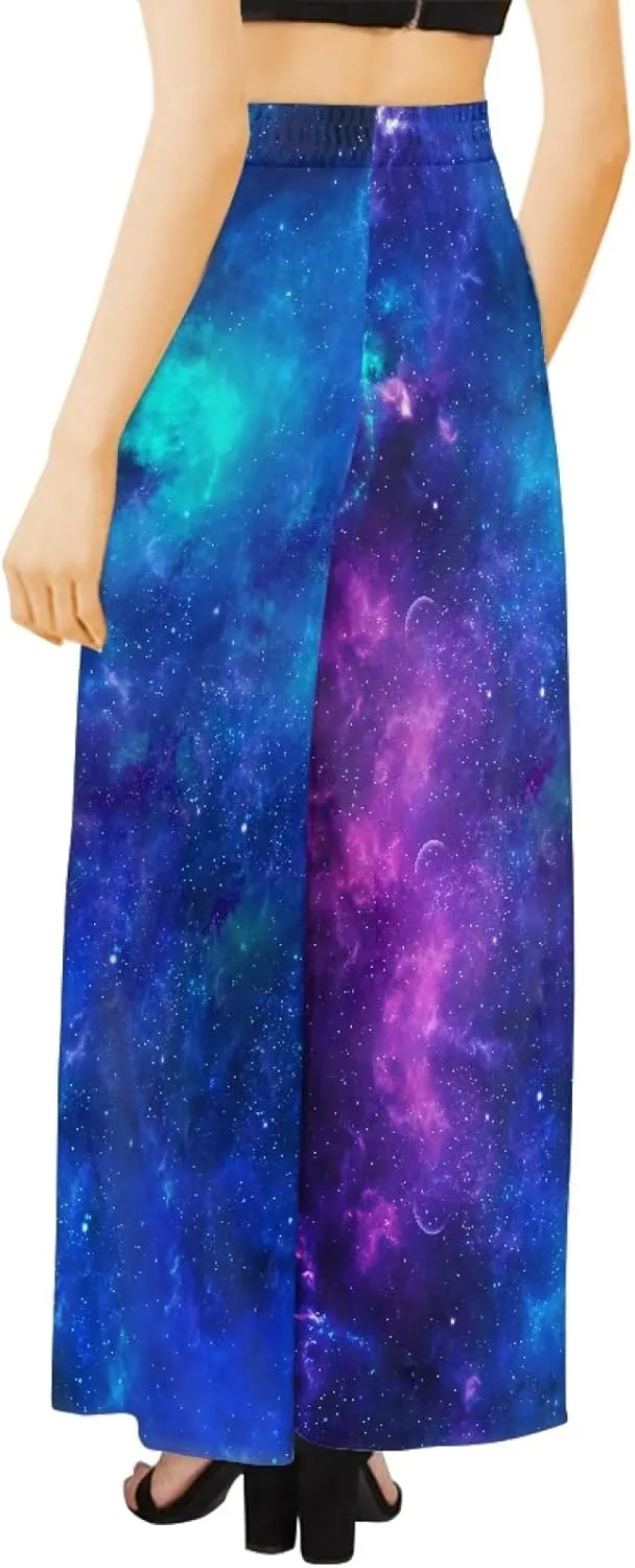 Forchrinse Pink Plum Blossom Womens Wide Leg Pants High Waist Long Palazzo Pants Floral Flared Lounge Pants Plus Size