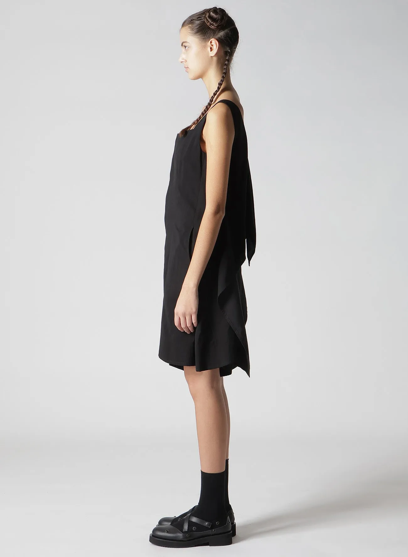HARD TWIST GABARDINE BACK RIBBON SHORT OVEALLS