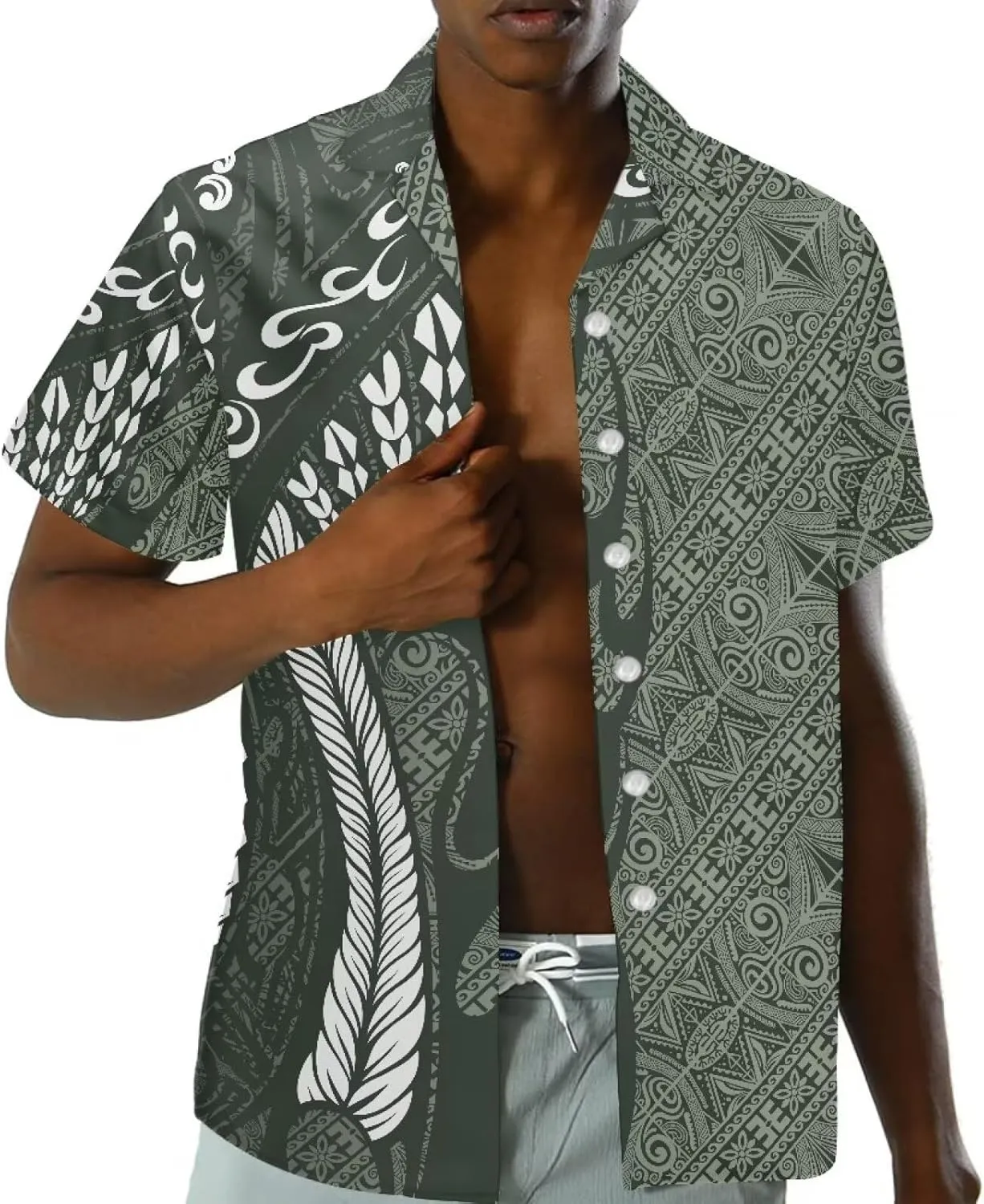 Hawaiian Dresses for Couples Polynesian Puletasi Samoan Traditional Dress with Shirt Pareo Sarong Lavalava Set