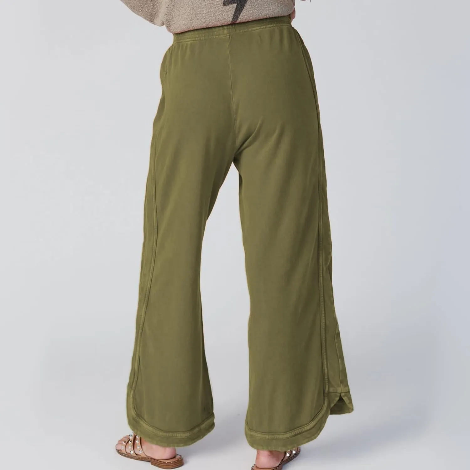 Hixiaohe Women's Casual Wide Leg Sweatpants High Waist Baggy Acid Wash Pants Drawstring Athletic Palazzo Pants with Pockets