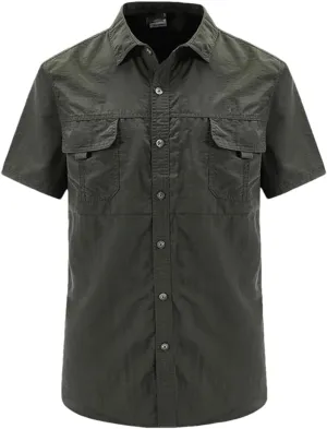 Hot Tactical Hiking Shirts Men Long Sleeve Cargo Work Shirt Summer Outdoor Quick-Dry Military Camping Hunting Fishing Work Shirt Short-EN8 Asian-L