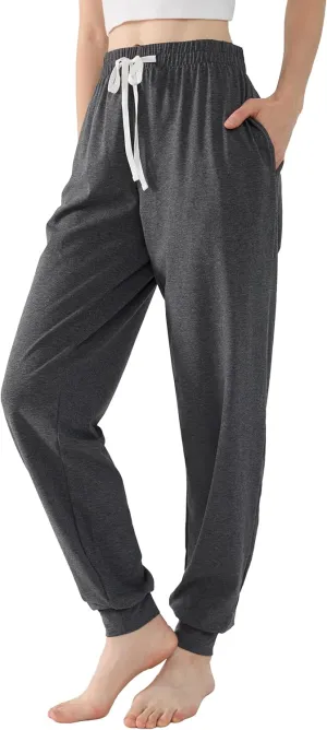 Joyaria Cotton Joggers Women Lightweight Sleep Lounge Pajama Sweats Pants with Pockets S-XXL