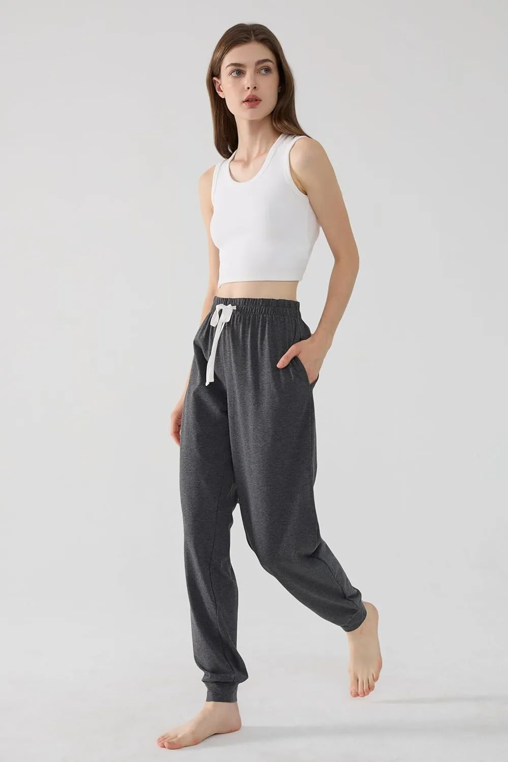 Joyaria Cotton Joggers Women Lightweight Sleep Lounge Pajama Sweats Pants with Pockets S-XXL