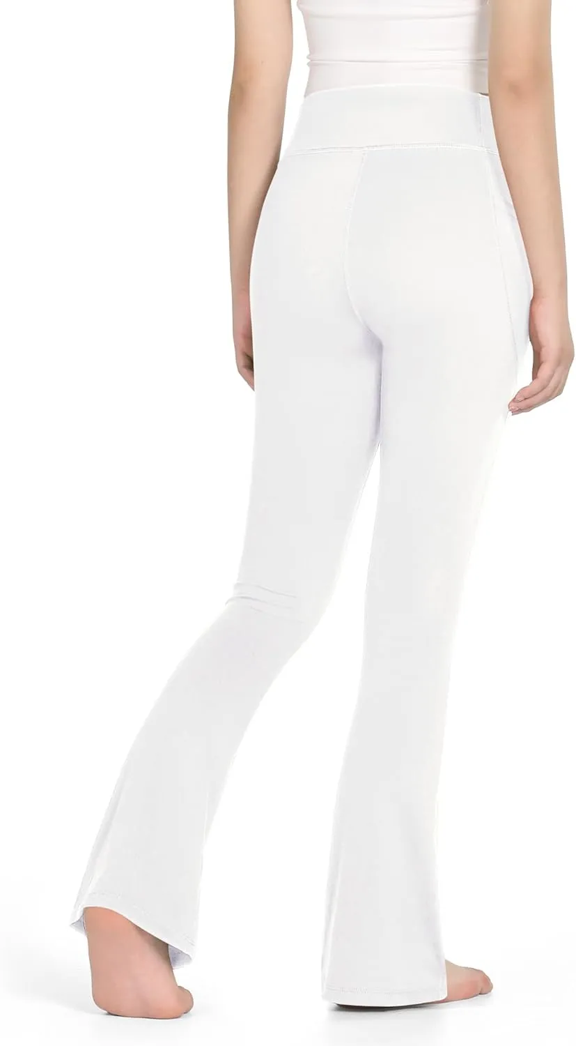 KEREDA Girls Flare Leggings High Waist V Cross Bootcut Yoga Pants Bell Bottoms for Girls with Pockets
