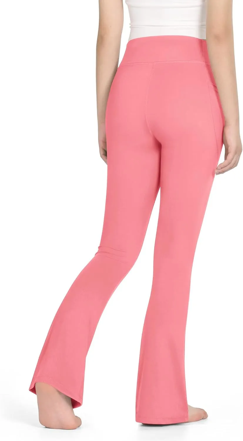 KEREDA Girls Flare Leggings High Waist V Cross Bootcut Yoga Pants Bell Bottoms for Girls with Pockets