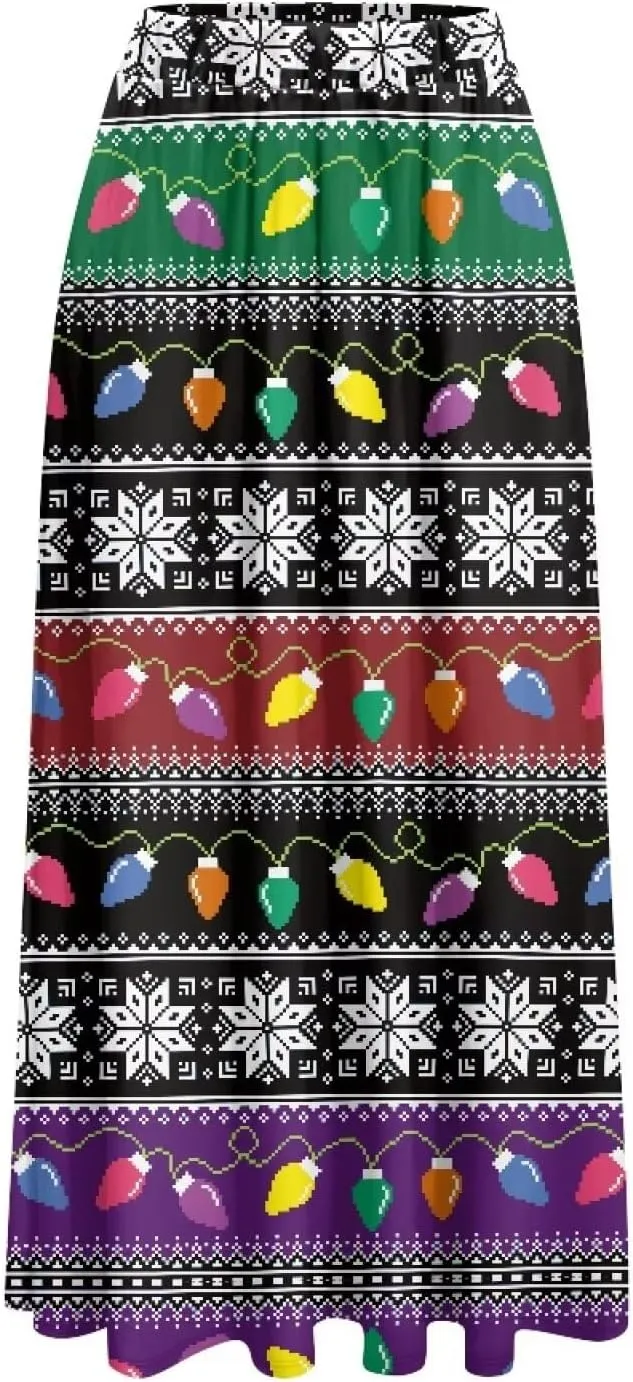 Ladies Pleated Summer Fall Skirts A Line Maxi Skirts Elegant Midi Length Skirts Lightweight Below The Knee Skirts
