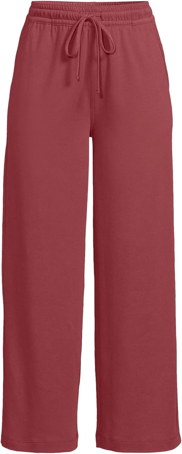 Lands' End Women's Sport Knit Pull On Drawstring Wide Leg Crop Pants