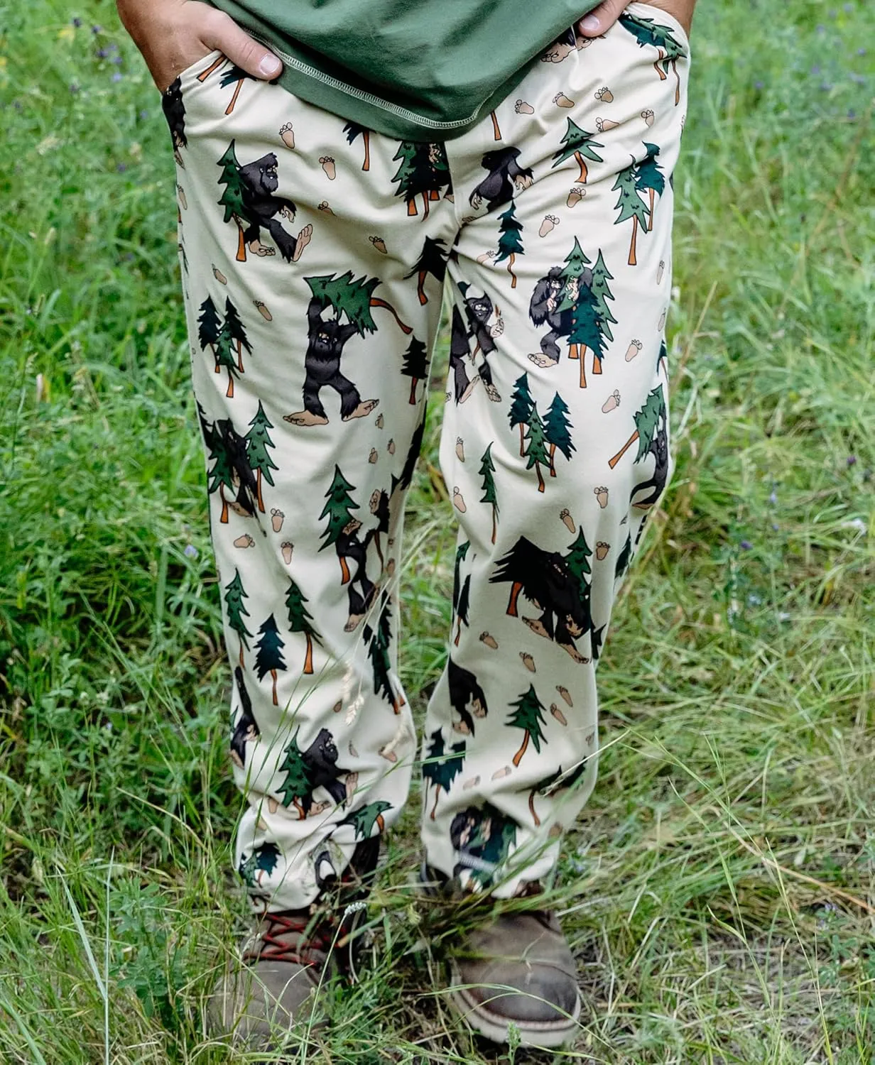 Lazy One Bear & Bigfoot Pajama Pants For Men, Men's Separate Bottoms, Lounge Pants, Funny, Humorous