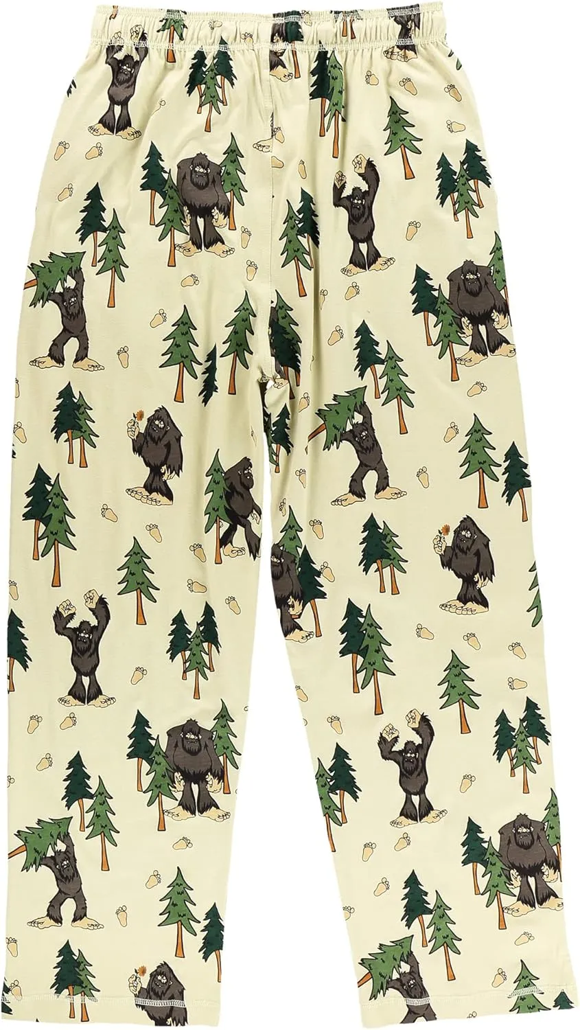 Lazy One Bear & Bigfoot Pajama Pants For Men, Men's Separate Bottoms, Lounge Pants, Funny, Humorous