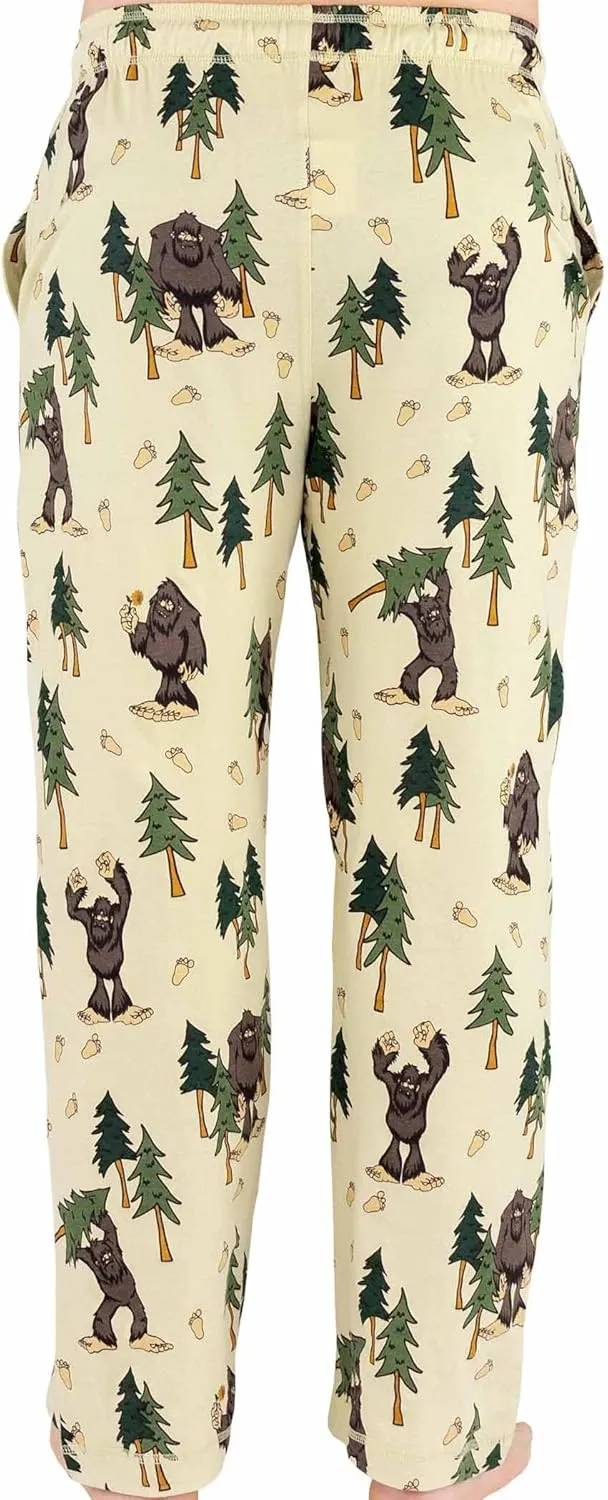 Lazy One Bear & Bigfoot Pajama Pants For Men, Men's Separate Bottoms, Lounge Pants, Funny, Humorous