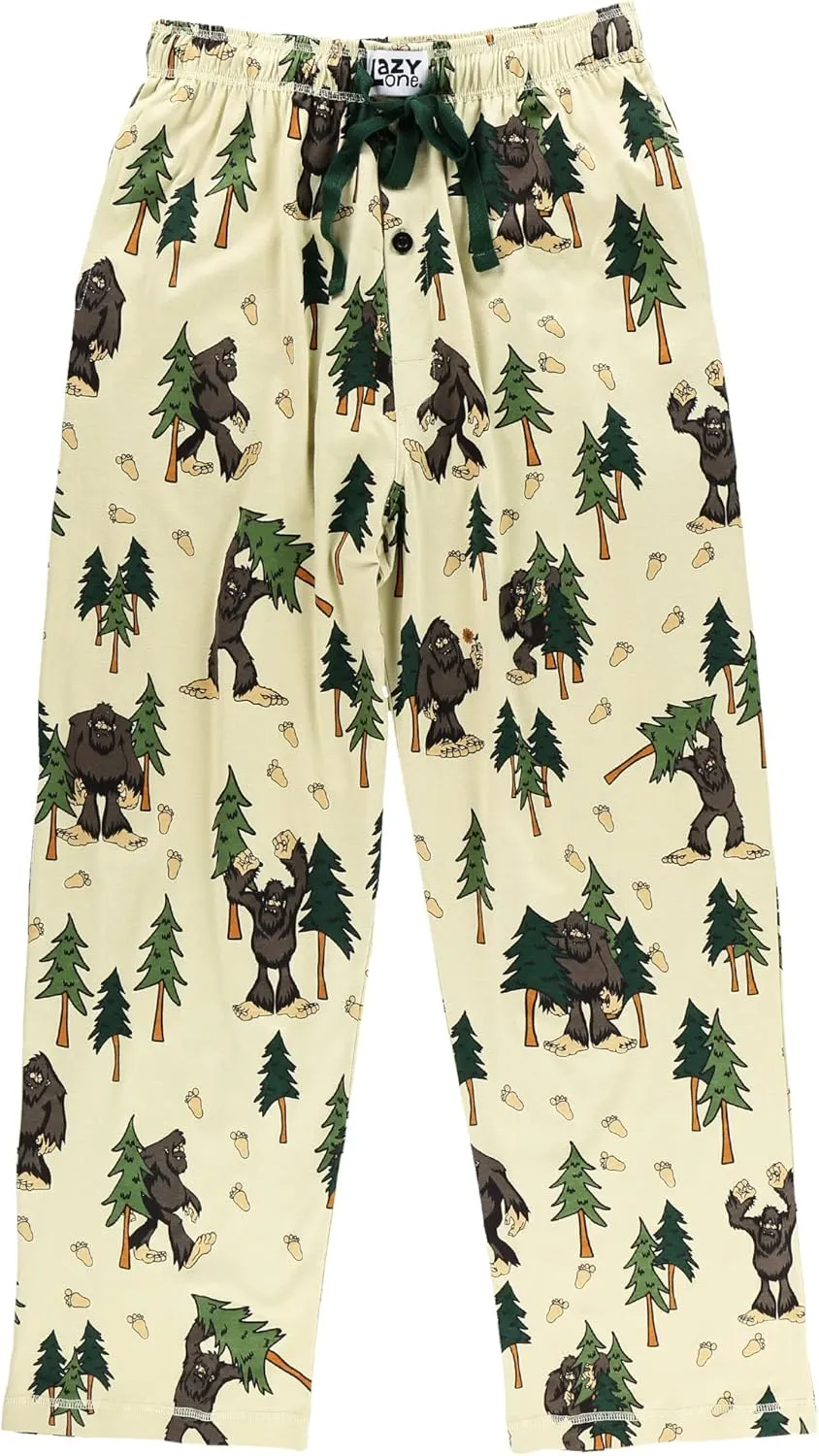 Lazy One Bear & Bigfoot Pajama Pants For Men, Men's Separate Bottoms, Lounge Pants, Funny, Humorous