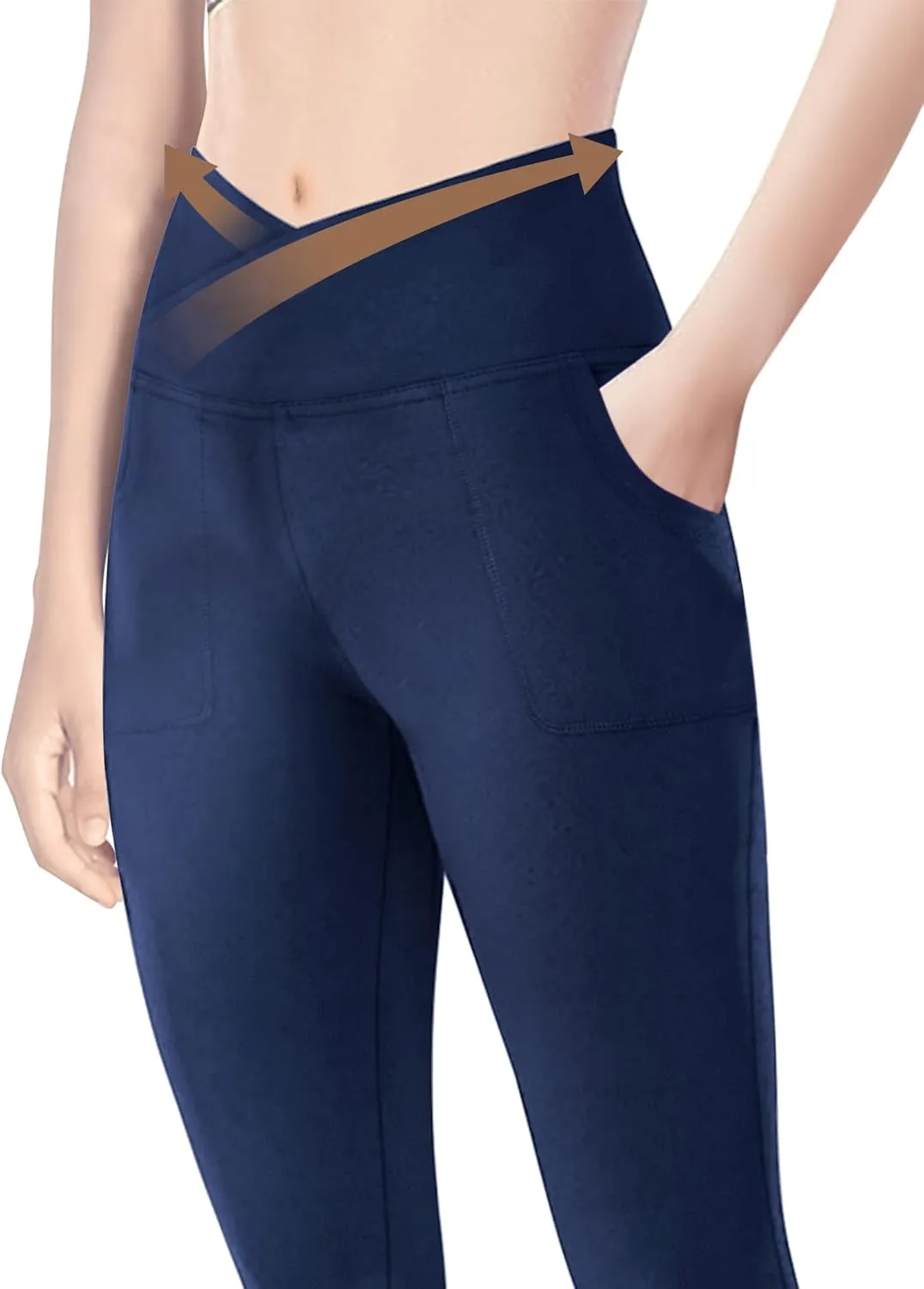 Leggings with Pockets for Girls Solid Black Stretch High Waist Tummy Control Workout Dance Bootcut Yoga Pants