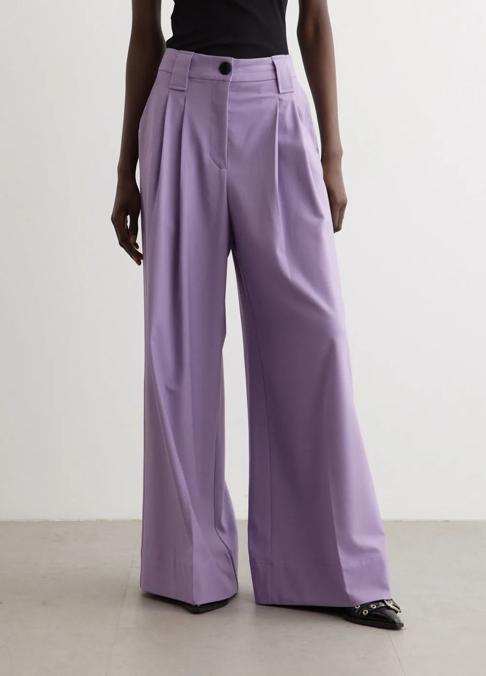Light Solid High Waist Flared Leg Pants