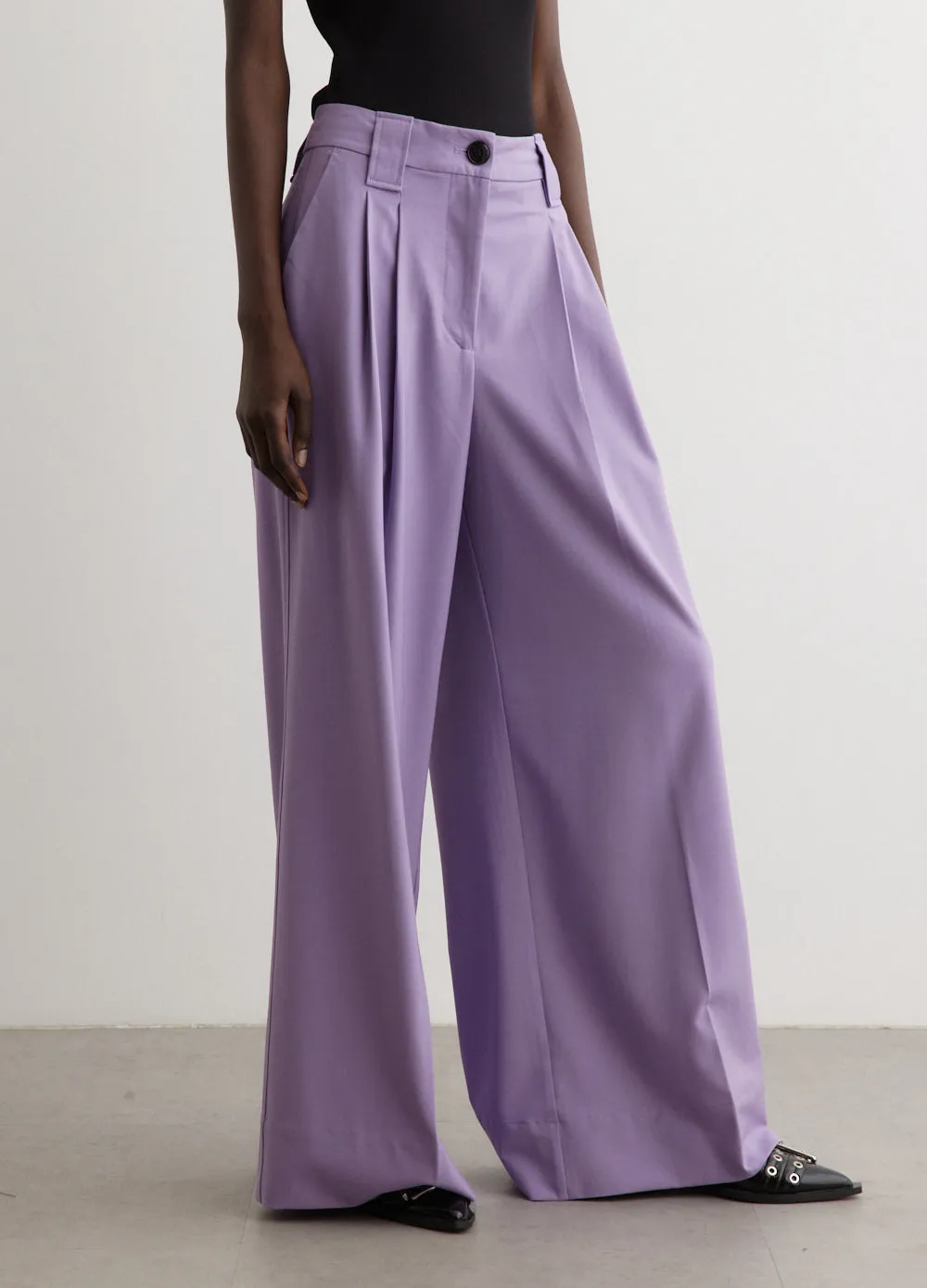 Light Solid High Waist Flared Leg Pants