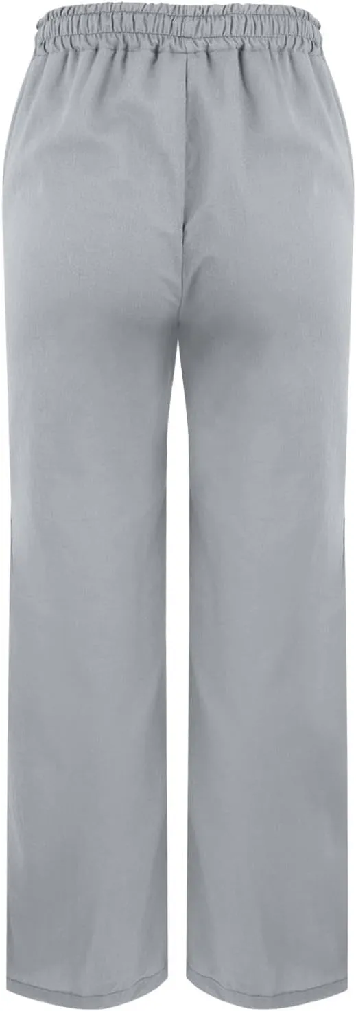 Linen Pants for Women 2025 Summer Elastic High Waist Split Hem Pants Casual Loose Fit Drawstring Trousers with Pocket