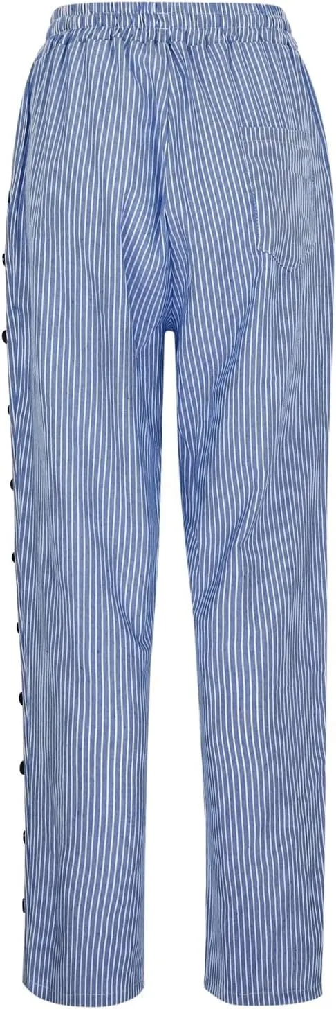 Linen Pants for Women Summer Lounge Pant Elastic Drawstring Casual Trousers with Pockets 2025 Beach Outfits