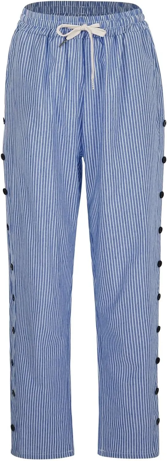 Linen Pants for Women Summer Lounge Pant Elastic Drawstring Casual Trousers with Pockets 2025 Beach Outfits