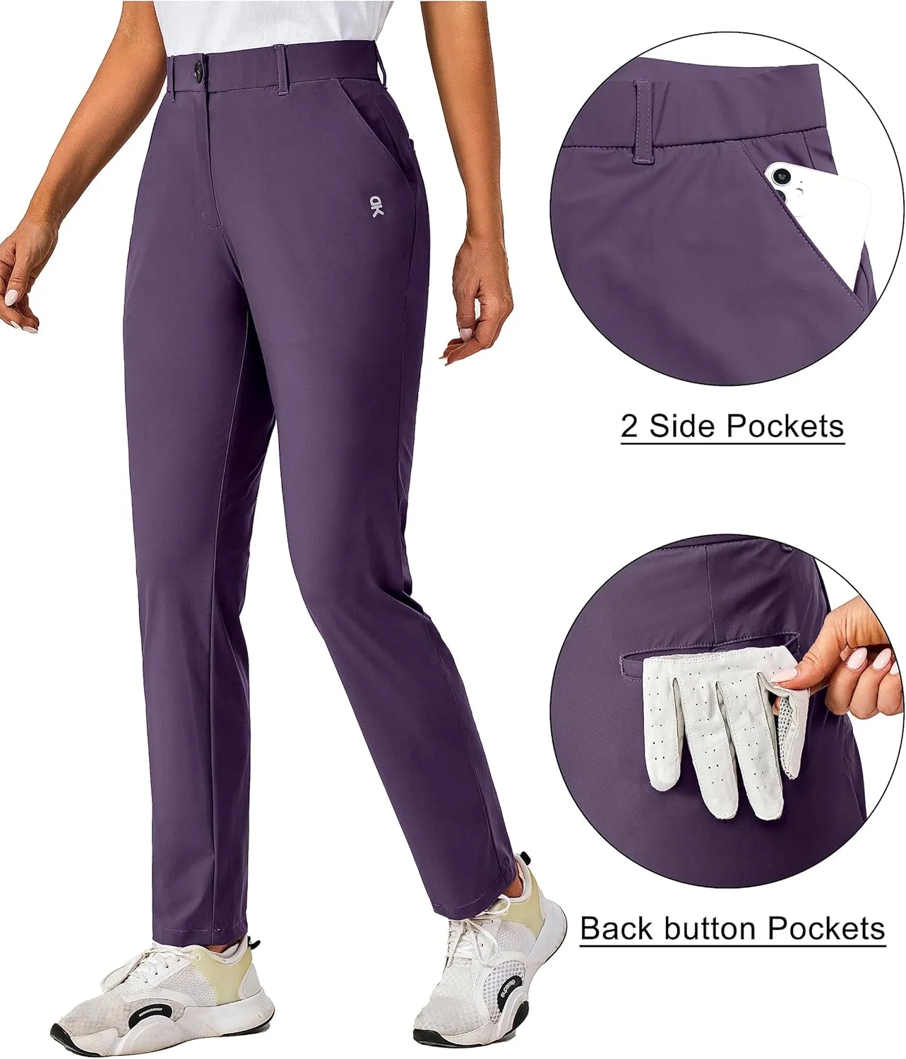 Little Donkey Andy Women's Golf Pants Stretch Quick Dry Lightweight Straight Leg Business Casual Slacks with Pockets