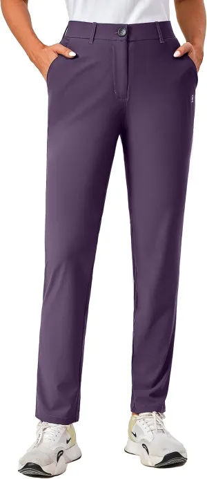 Little Donkey Andy Women's Golf Pants Stretch Quick Dry Lightweight Straight Leg Business Casual Slacks with Pockets