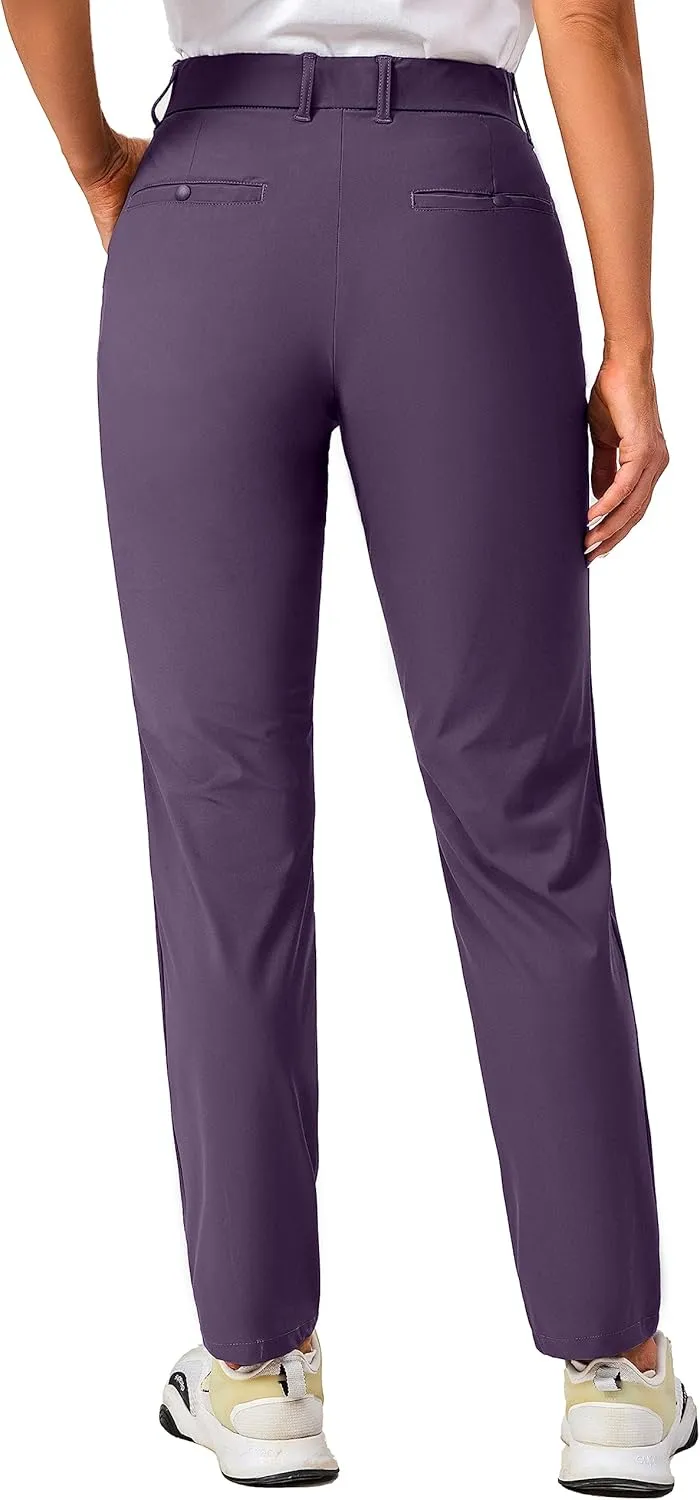 Little Donkey Andy Women's Golf Pants Stretch Quick Dry Lightweight Straight Leg Business Casual Slacks with Pockets