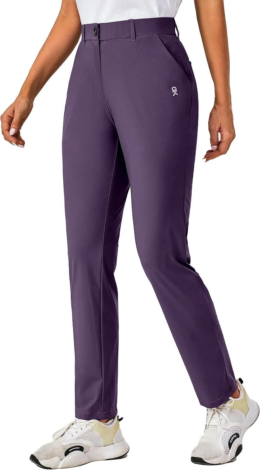 Little Donkey Andy Women's Golf Pants Stretch Quick Dry Lightweight Straight Leg Business Casual Slacks with Pockets