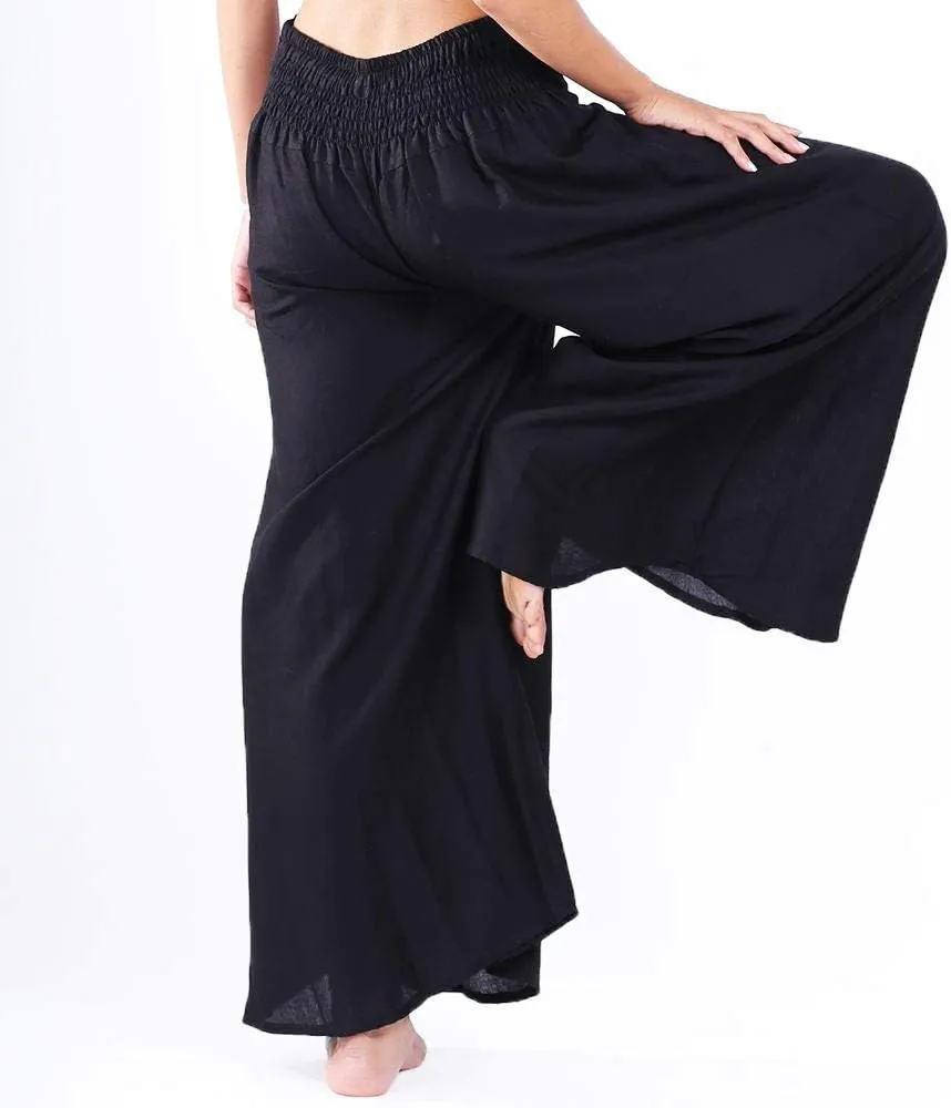 LOFBAZ Women's Wide Leg Palazzo Pants Yoga Lounge Hippie Harem Flowy Trousers
