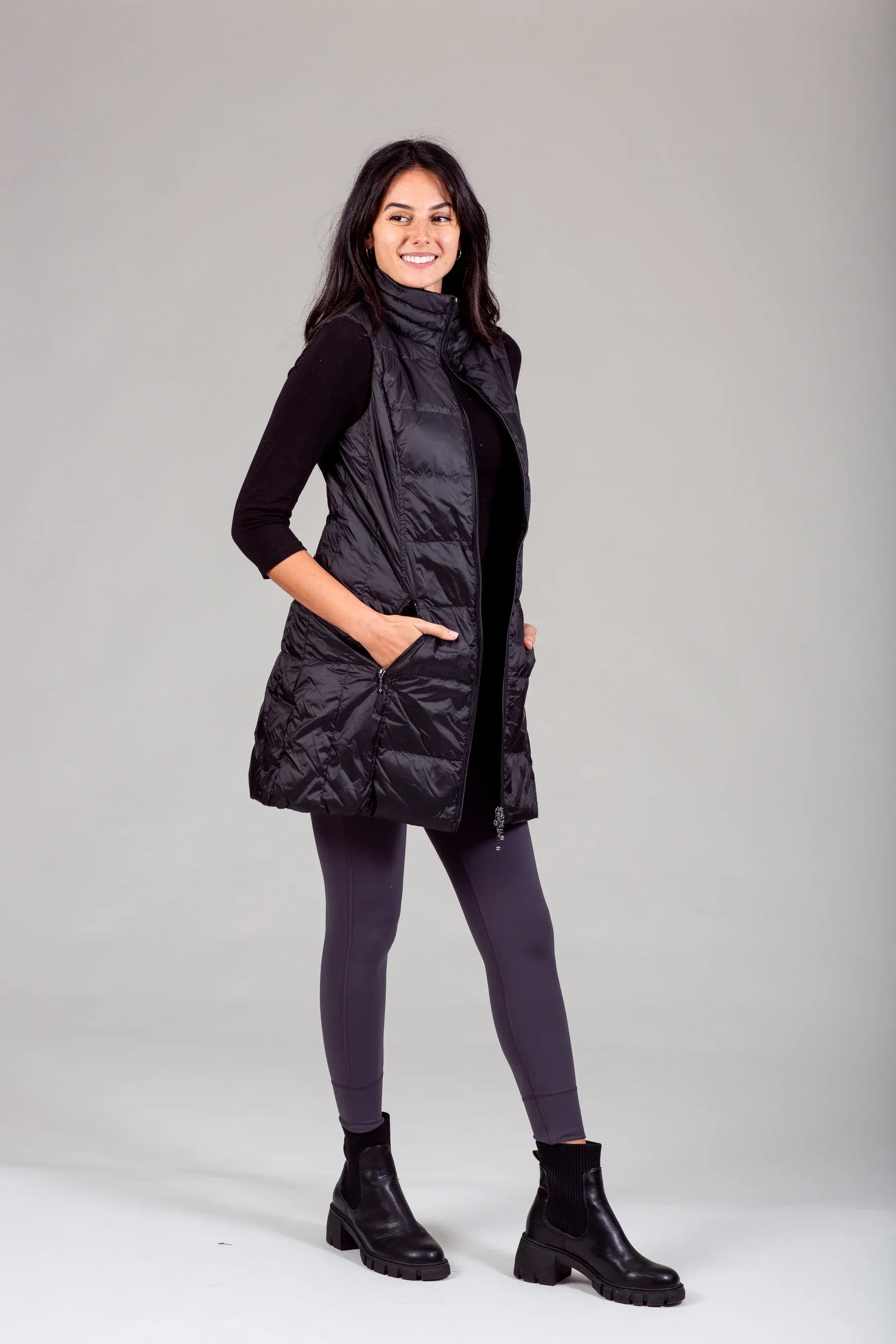 Long Down Vest [Black-50171]