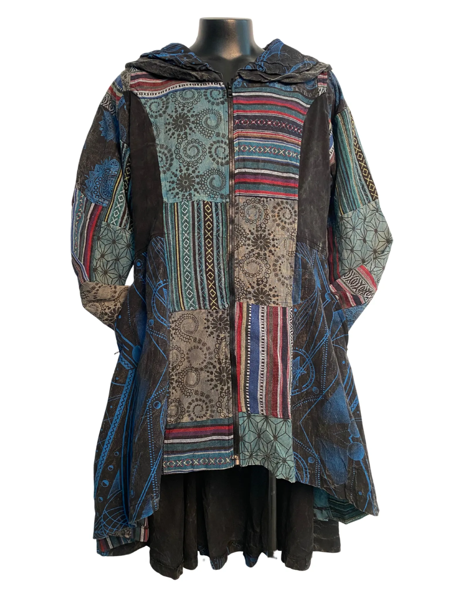 Long Flared Patchwork Jacket
