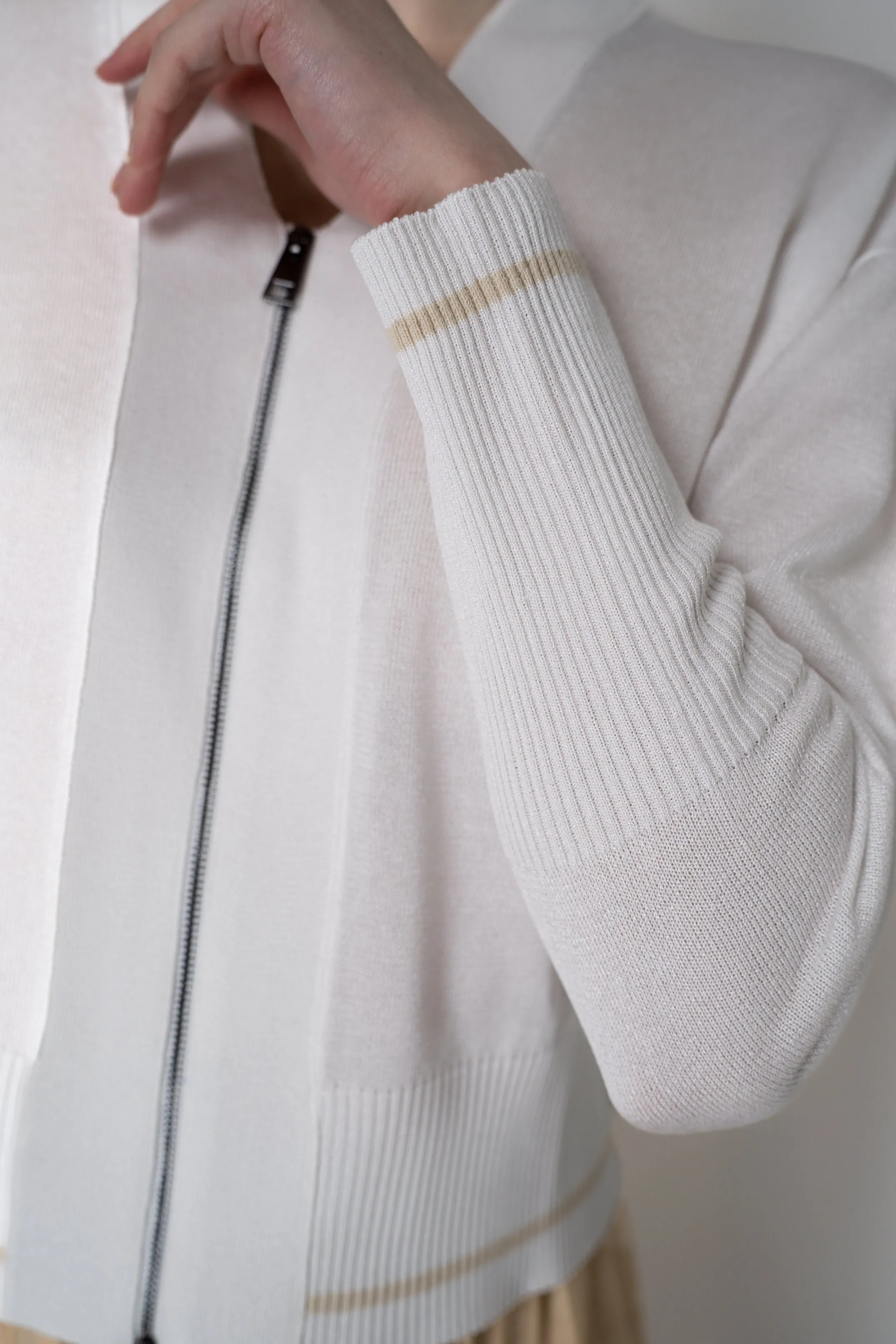 Lorena Antoniazzi Viscose Blend Cropped Track Jacket in White