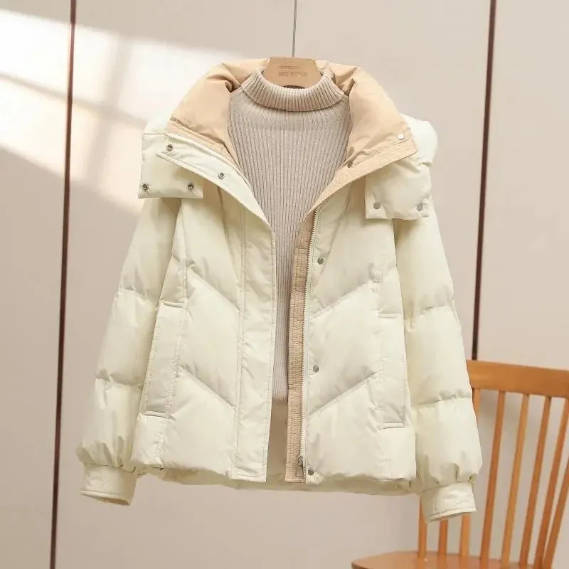 LVSANW 2024New Winter Hooded Down Cotton-Padded Jacket Women's Loose All-Match Thicken Warm Parkas Short Coat Female Casual Ladies Tops