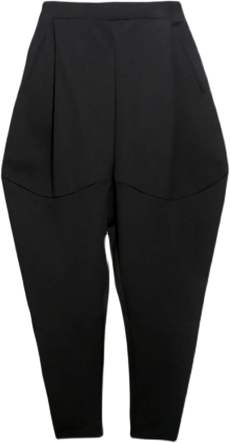 MEINVQIAOTI Hip hop Dark Goth Pants for Women Drawstring high Waisted Baggy Solid Black Womens Harem Pants