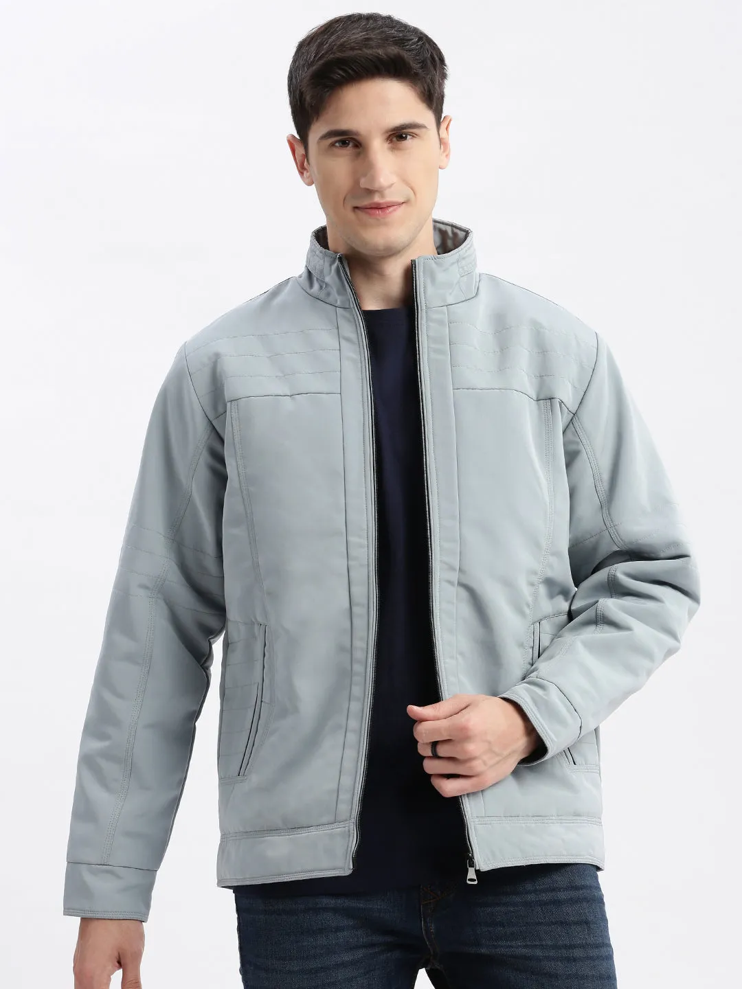 Men Grey Windcheater Rapid-Dry Bomber Jacket