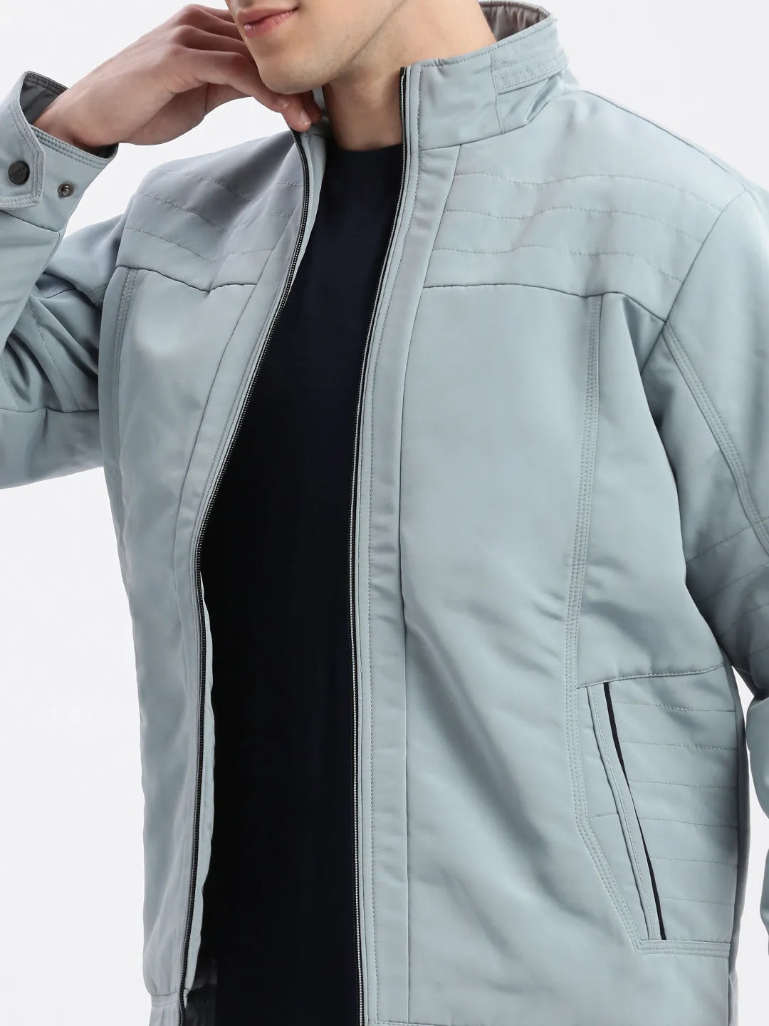 Men Grey Windcheater Rapid-Dry Bomber Jacket