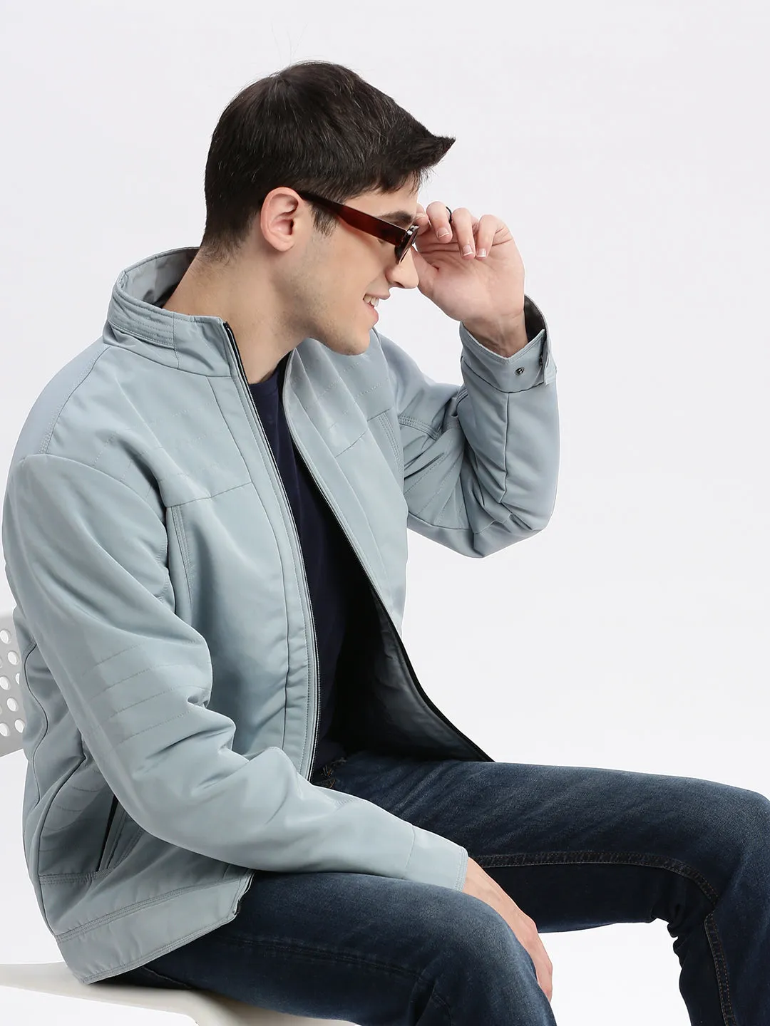 Men Grey Windcheater Rapid-Dry Bomber Jacket