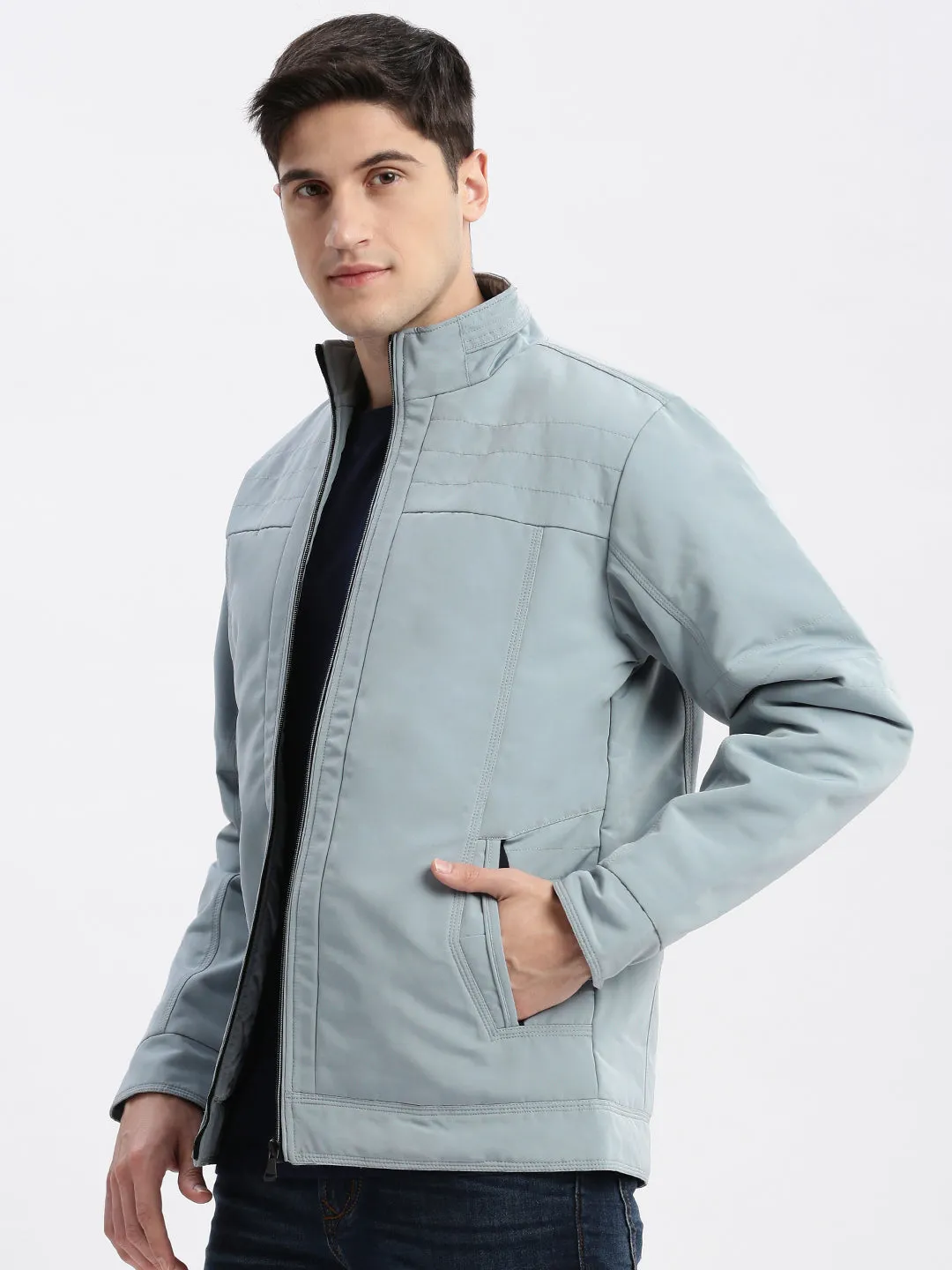Men Grey Windcheater Rapid-Dry Bomber Jacket